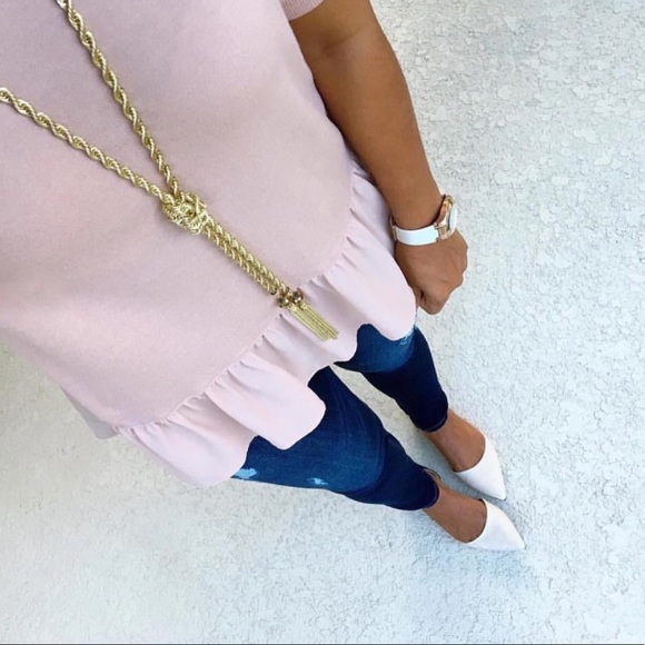 Gold knot lariat necklace - Picture 2 of 3