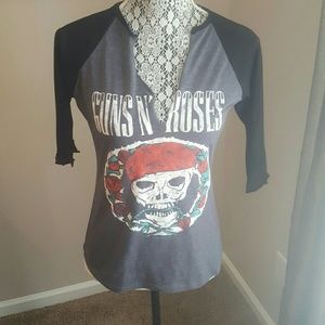 Guns and Roses 3/4 sleeve baseball T shirt
