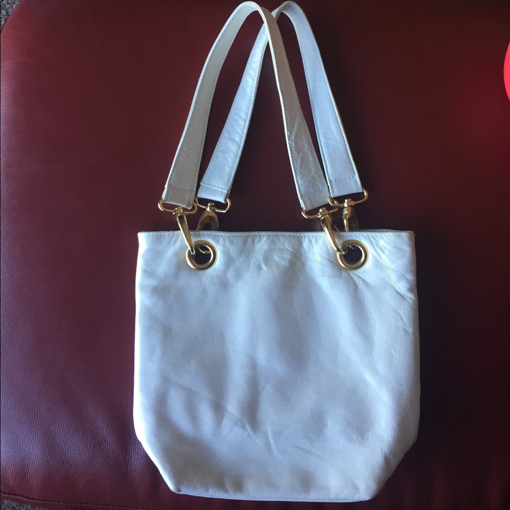 Apt 9 White Faux Leather Purse w/ gold accents