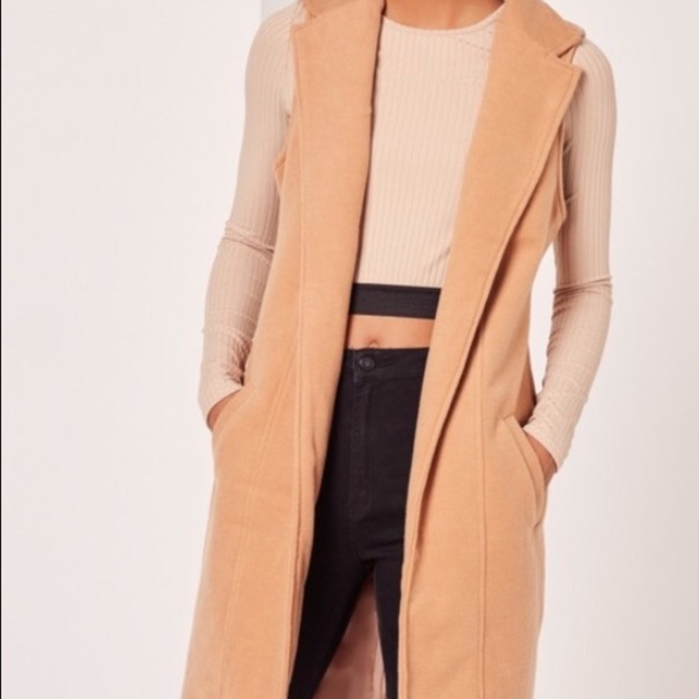 Nasty Gal long double breasted beige vest