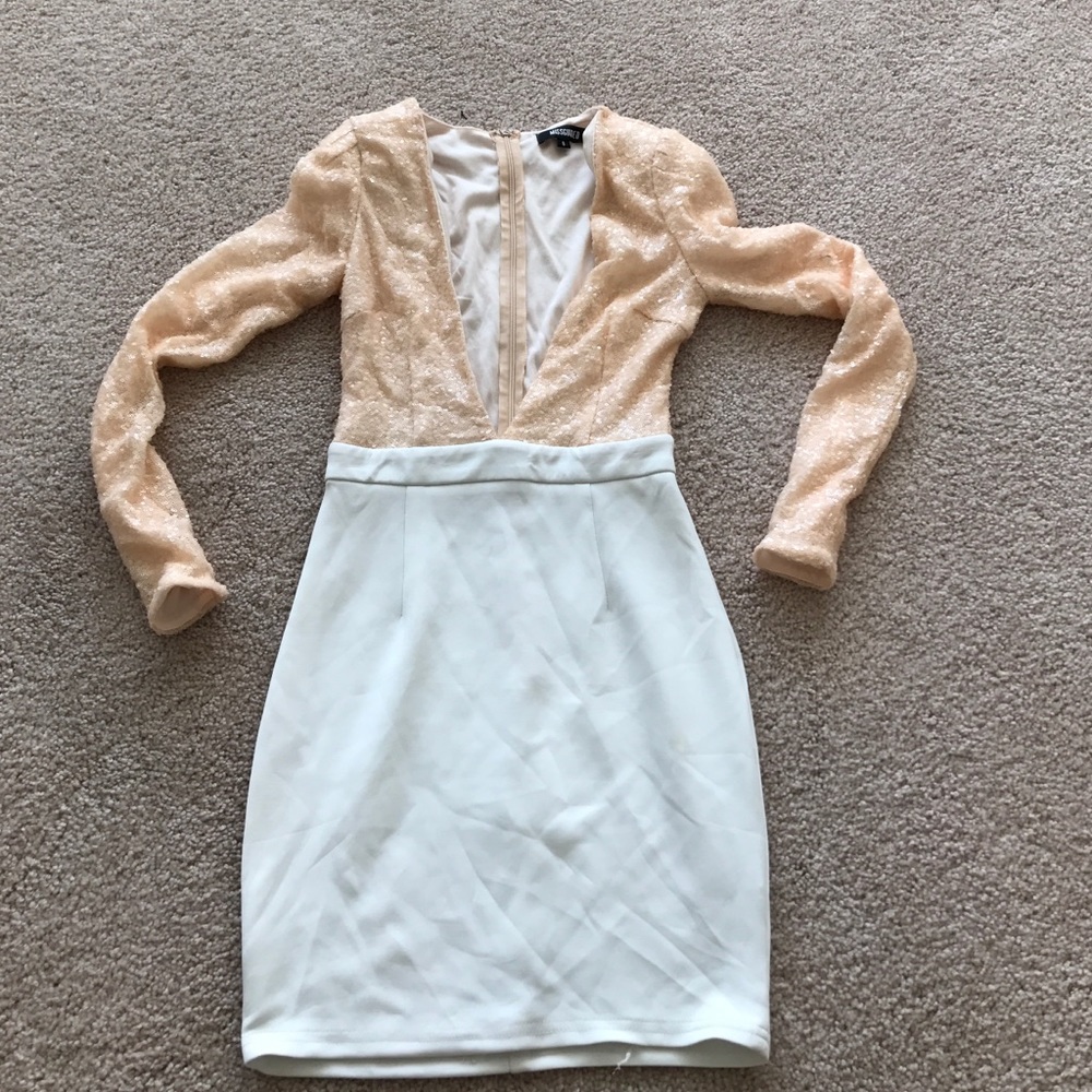 Never worn. Misguided low cut sequins dress