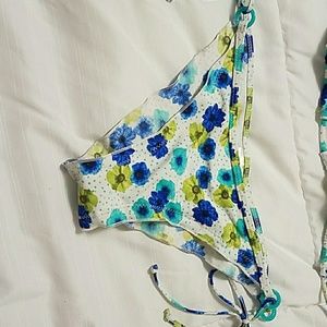Ruched, Brasilia style floral bikini bottoms