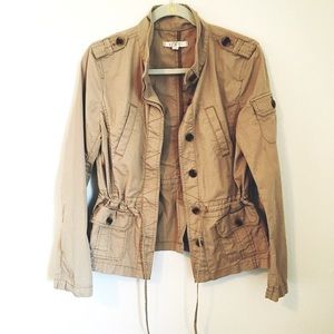 Tan/beige Loft cargo buttoned coat