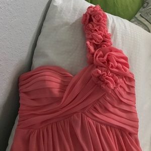 Salmon colored prom dress