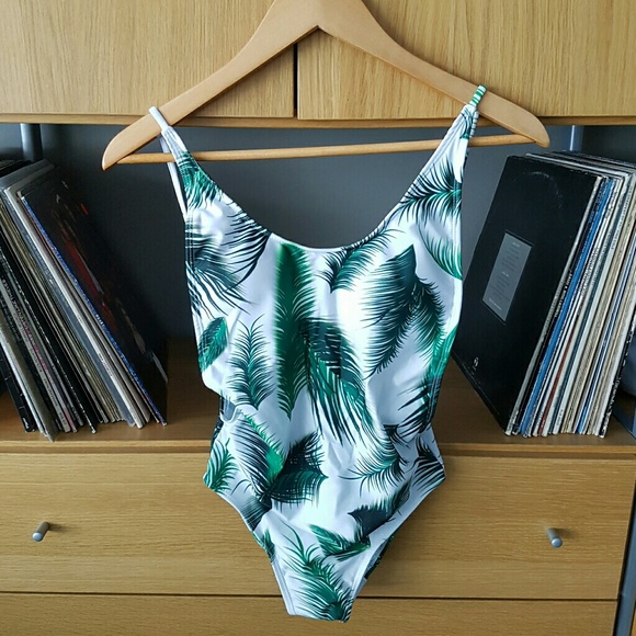 Sexy Blackless One Piece Palm Swimsuit Sz S - Picture 4 of 8