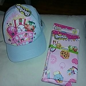 Shopkins adjustable cap AND pink tights (size 10)