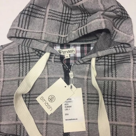 Smash  - Gray Plaid Hoodie NWT - XL $79 - Picture 5 of 5
