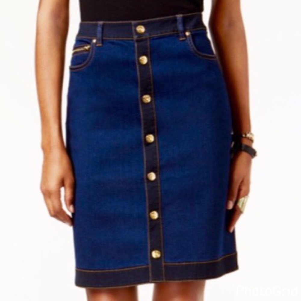 INC Snap Button Denim Skirt