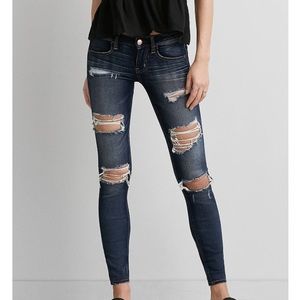 Dark destroyed AE never worn super low jeggings