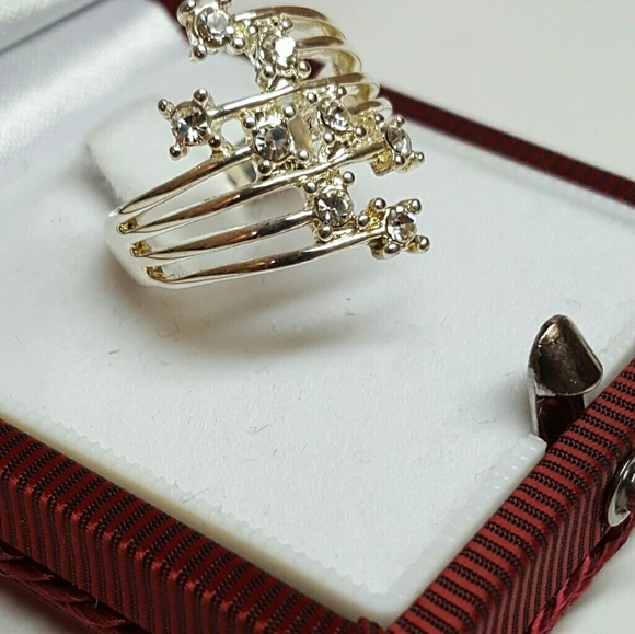 Sparkle Dazle wide Ring 925 with cz size 7 Stars - Picture 4 of 6