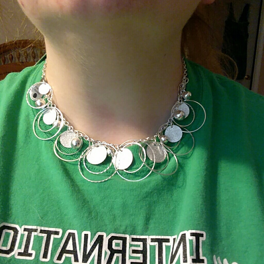 Macy's silver chocker hoop necklace