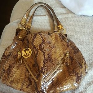 Michael Kors Large Snakeskin Leather Shoulder Bag