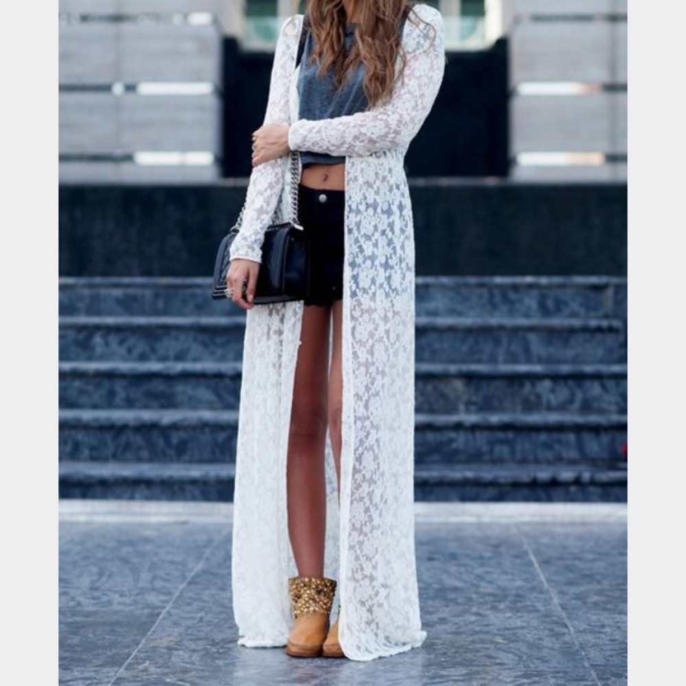 Lace Floor Length Cardigan
