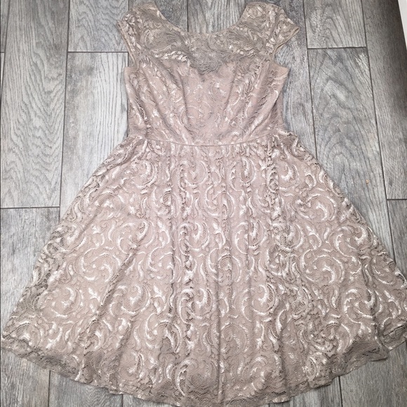 Marina Dresses & Skirts - 💥SALE Marina taupe lace fit & flare dress 10
