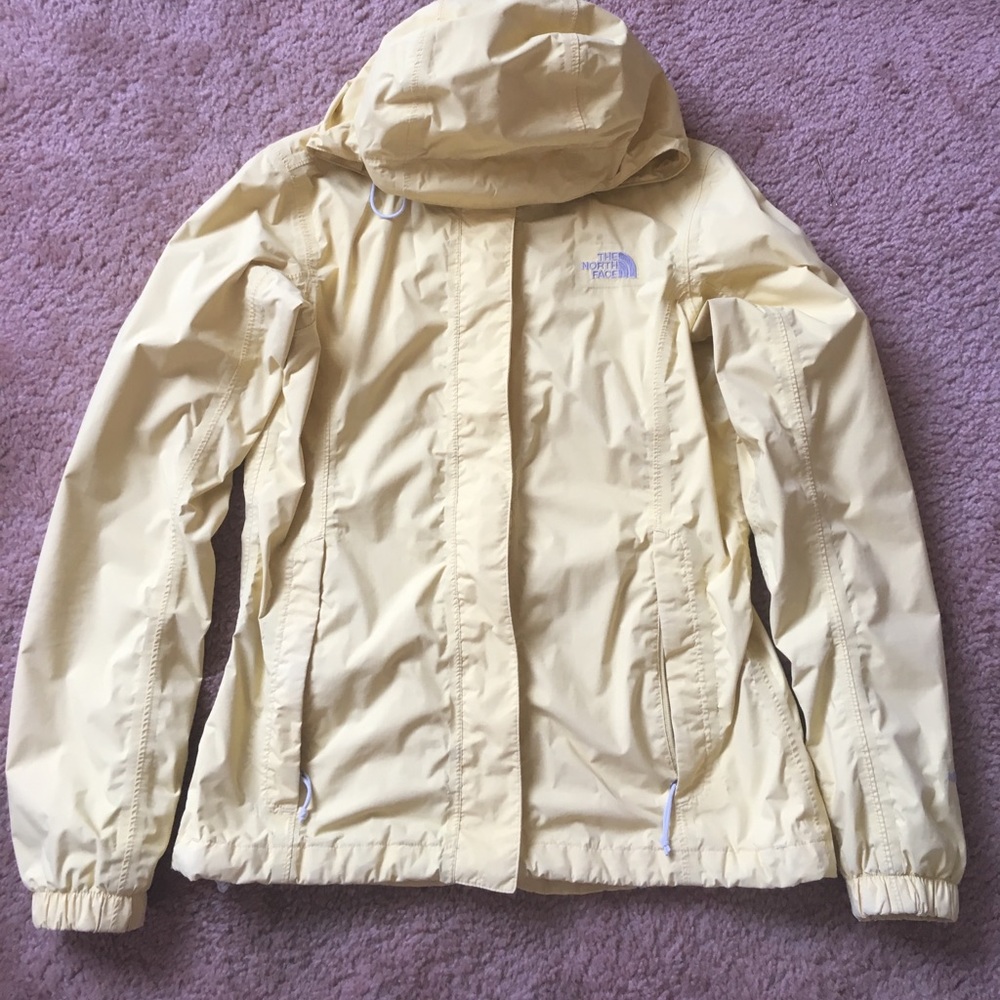 Yellow north face rain coat