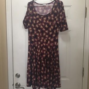 NWOT Lula Roe Nicole Dress in red and gold.