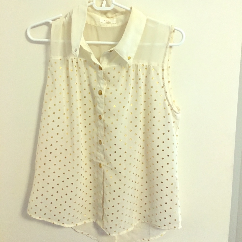 Gold and White Button Up Blouse💛