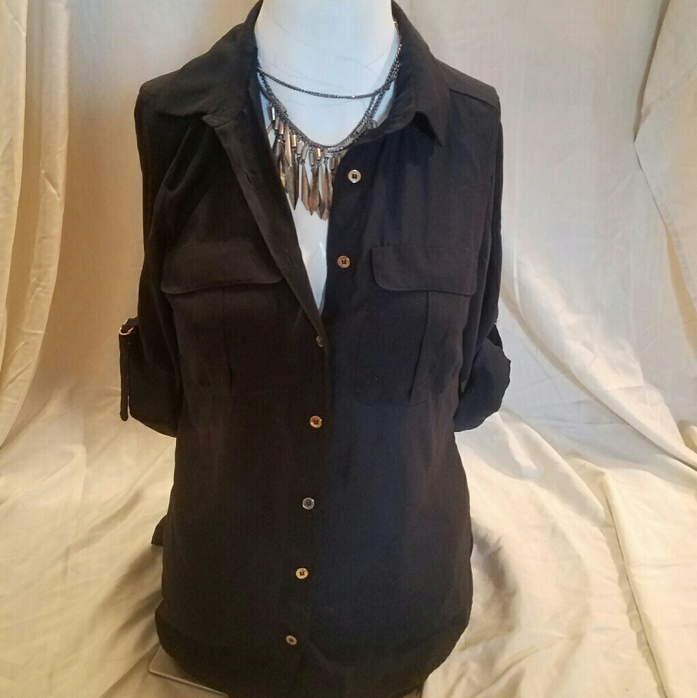 Chiffon blouse with gold buttons