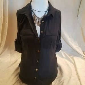 Chiffon blouse with gold buttons