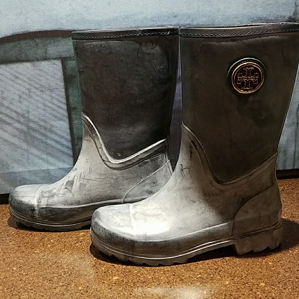 SOLD! Light Blue Tory Burch Rainboots - Picture 1 of 4