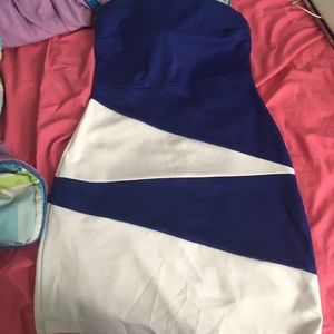 Body central blue/white strapless dress