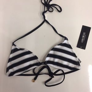 WILDFOX Striped Triangle Bikini Top NEW