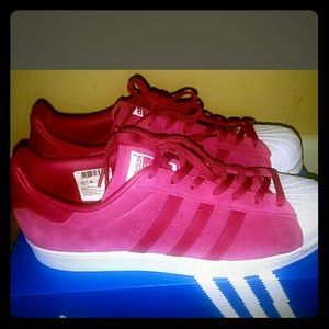 Adidas Originals Superstar Sneakers- Pink Suede