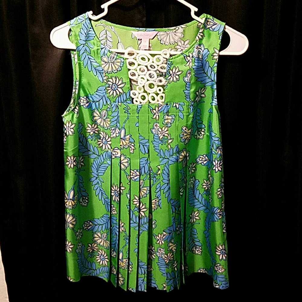 Lilly Pulitzer Pleated Silk Top Size 4
