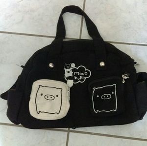 Kawaii mono kuro pig bag with zipper pockets