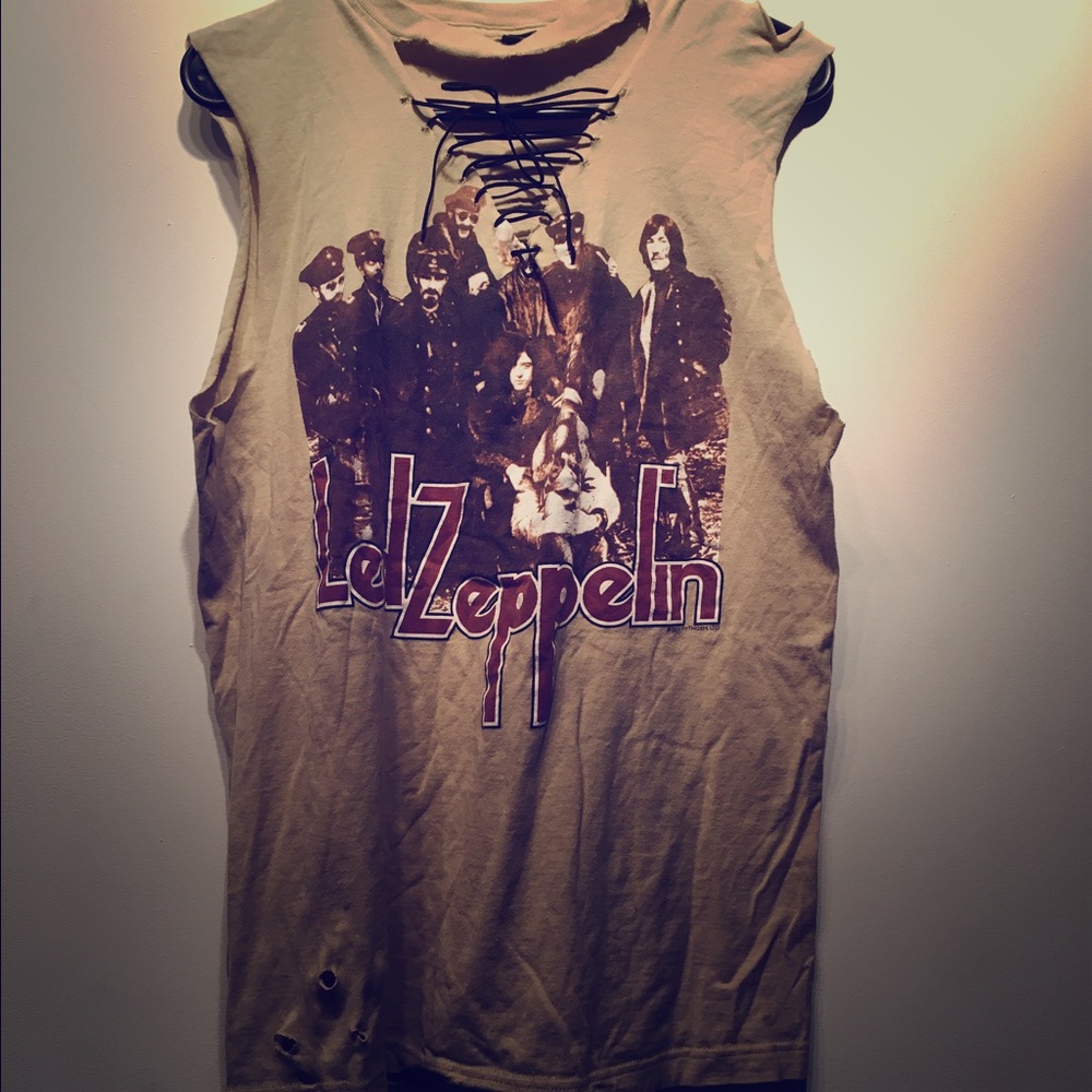 Distressed lace up Led Zeppelin tee