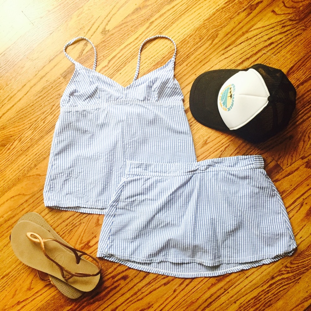 (J Crew) Tankini + Swim Skirt Set