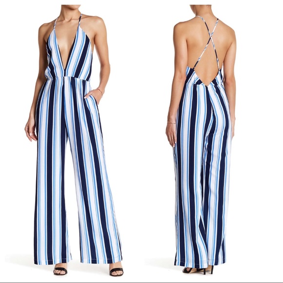 Lucca Couture Pants - Lucca Couture Strappy Low Back Jumpsuit