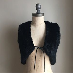 Essendi Cropped Black Rabbit Fur Vest