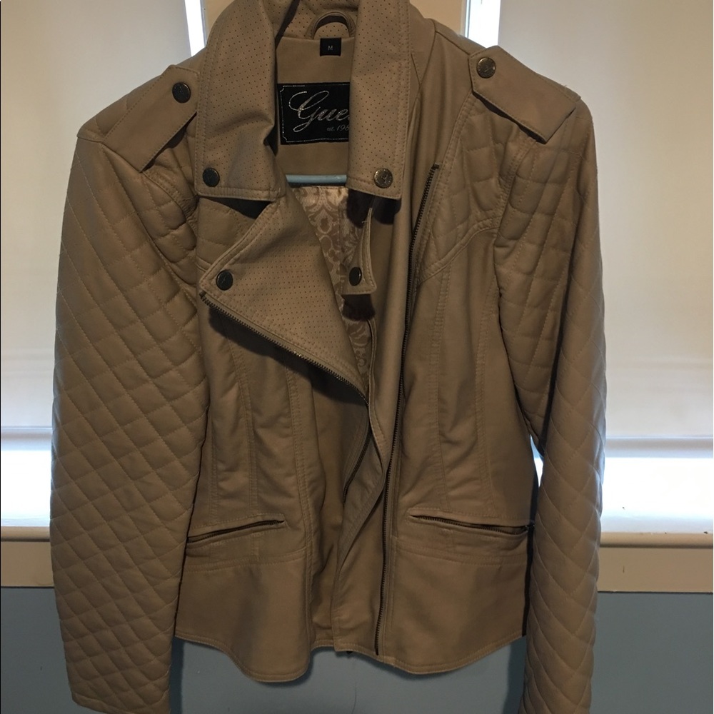 GUESS beige leather jacket