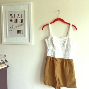 Anthropologie Romper in Dijon & Cream