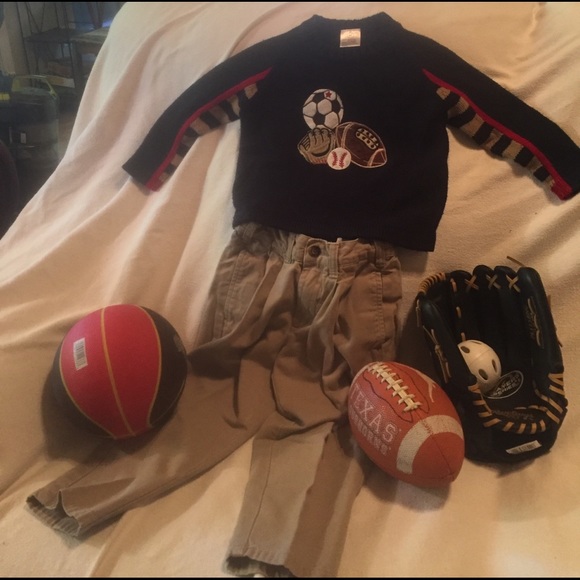 4T -Sports navy sweater, and khakis both size 4T - Picture 1 of 3