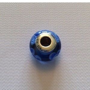Retired pandora glass bead blue w/flowers