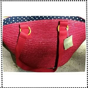 Large Red Woven Tote