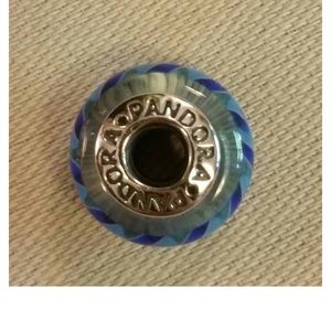 Retired Pandora glass bead blue stripe