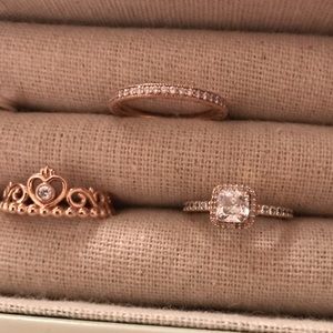 3 Pandora Rings, Rose Gold