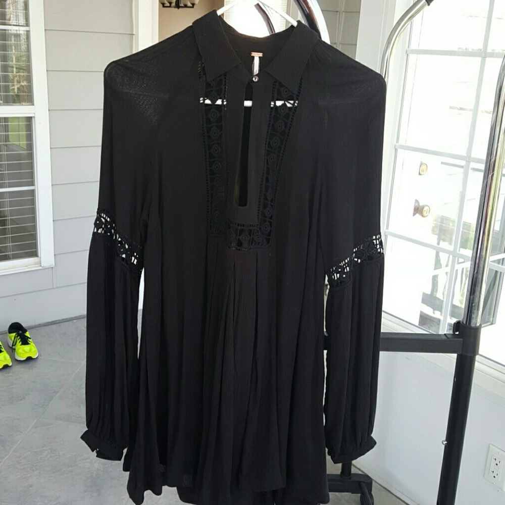 Free People Women's Black Long Blouses XS