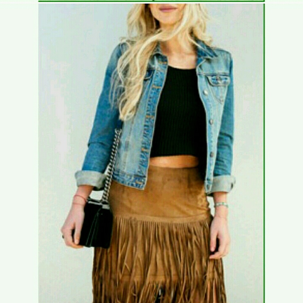 Boho Faux Suede Fringe Skirt