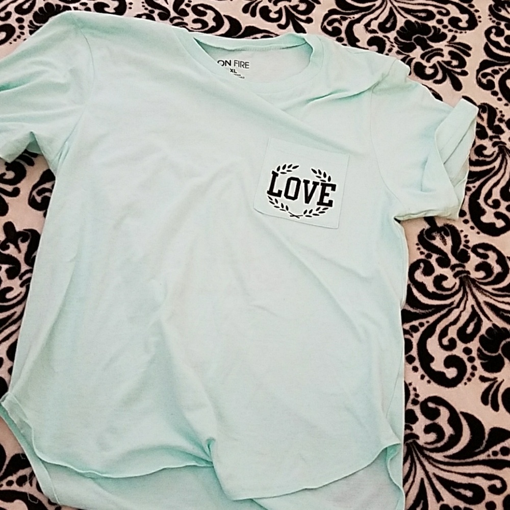 Baby Blue High Low Love Shirt On Fire Brand