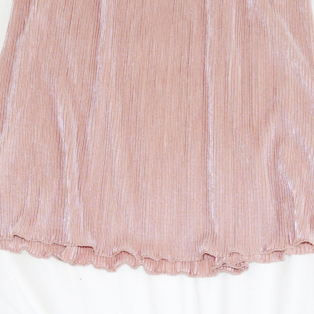Blush Plisse Crinkle Shimmer Dress Two Layers - Picture 4 of 4