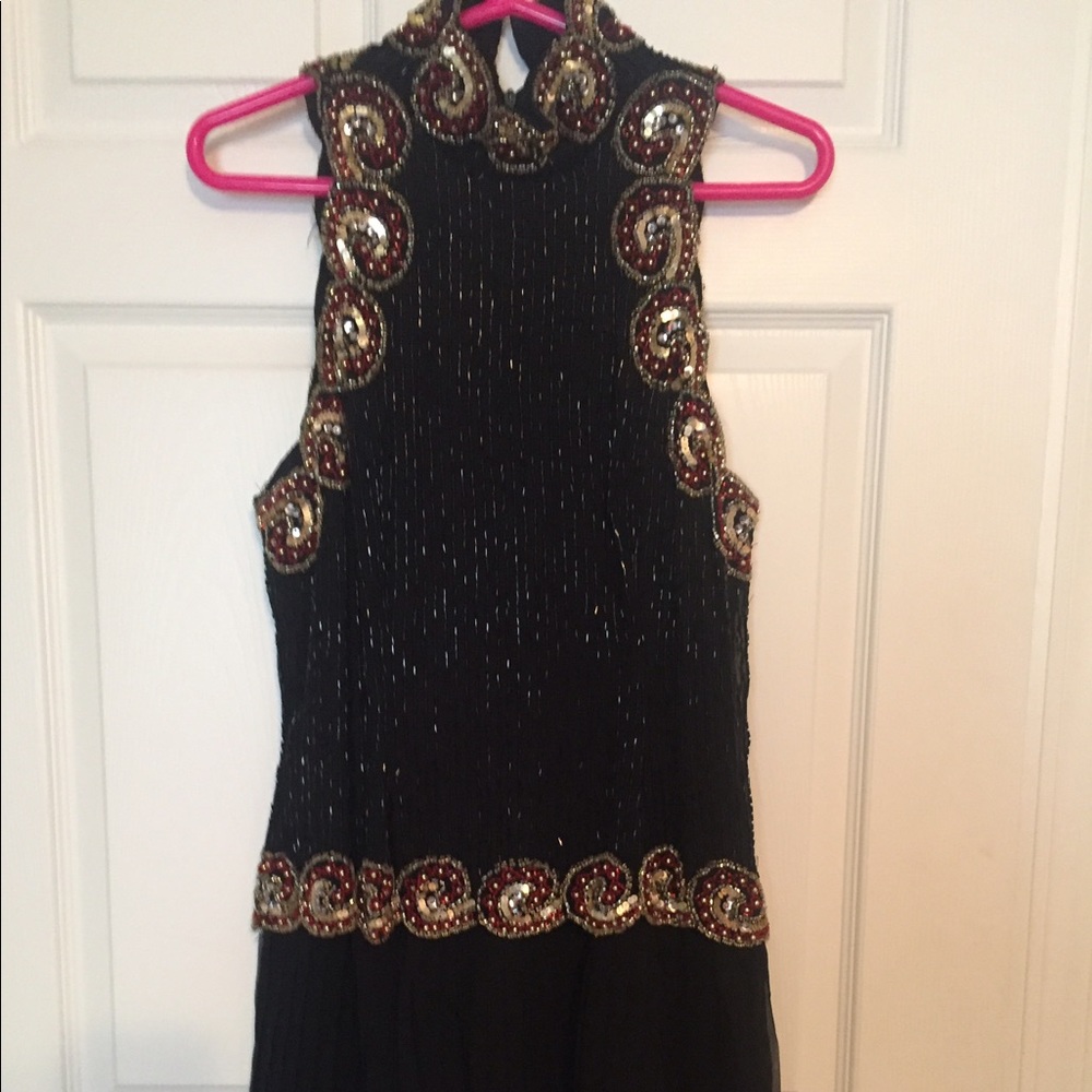 Formal silk black beaded dress. Gorgeous!
