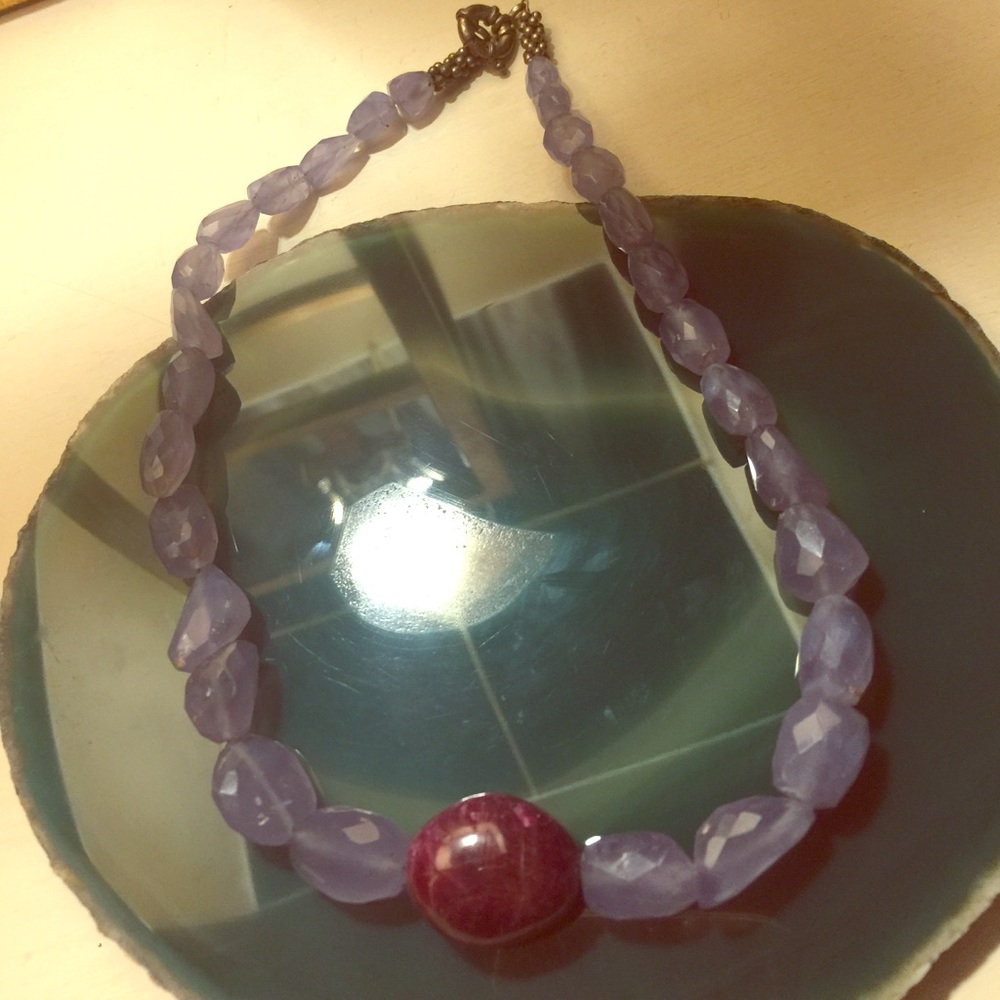 Anthro Amethyst and Rhodonite Choker Sterling