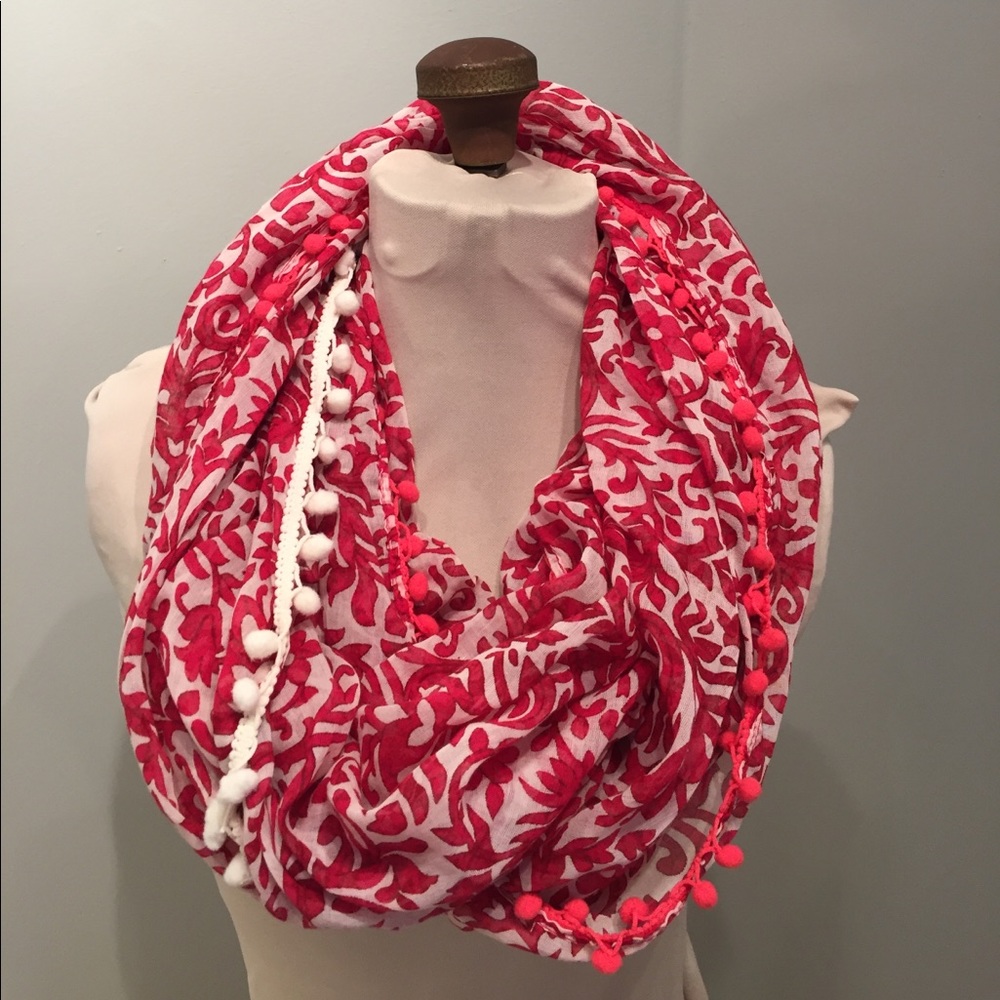 Loft infinity scarf pink red white