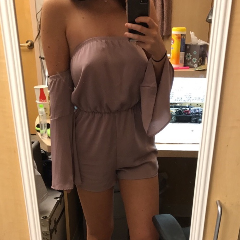 Silky Lavender Off the Shoulder Romper