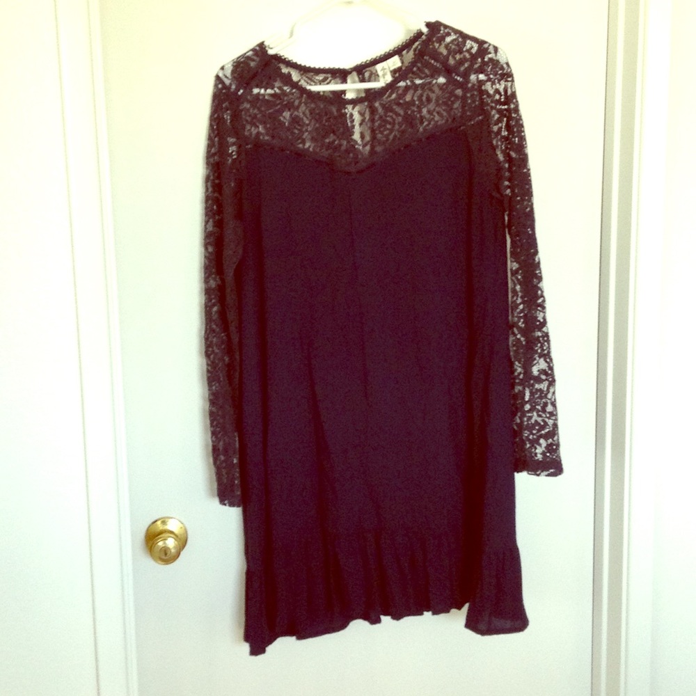 Navy blue slip dress, long sleeve