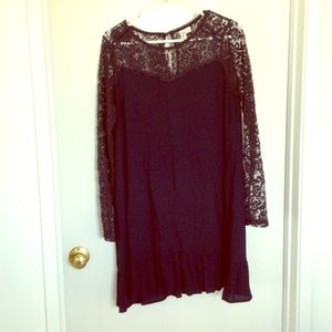 Navy blue slip dress, long sleeve